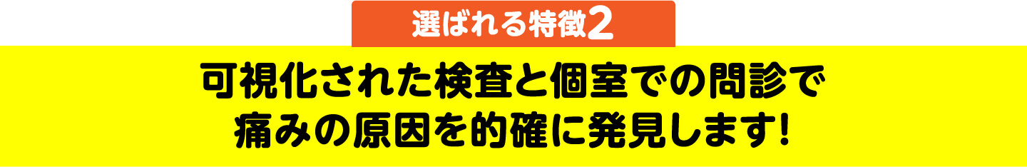 選ばれる特徴2 可視化された検査と個室での問診で痛みの原因を的確に発見します